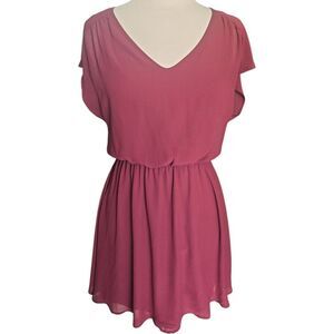 Lush Red Sundress V-neck Flutter Cap Sleeves